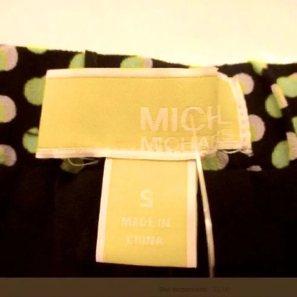 MICHAEL KORS YELLOW & BLACK POLKA DOT PLEATED MINI MAXI SKIRT W/FRONT SLIT NWT